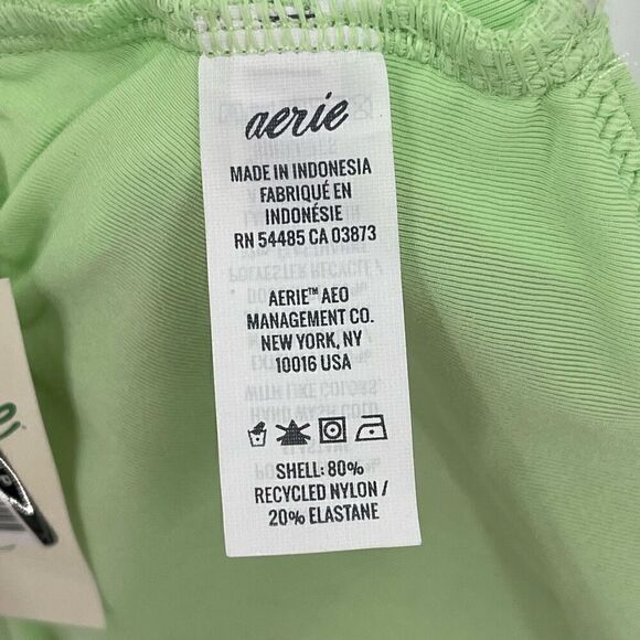 Aerie Tie Banded Wide Strap Scoop Bikini Top Green Women Small New With Tag - Picture 4 of 8